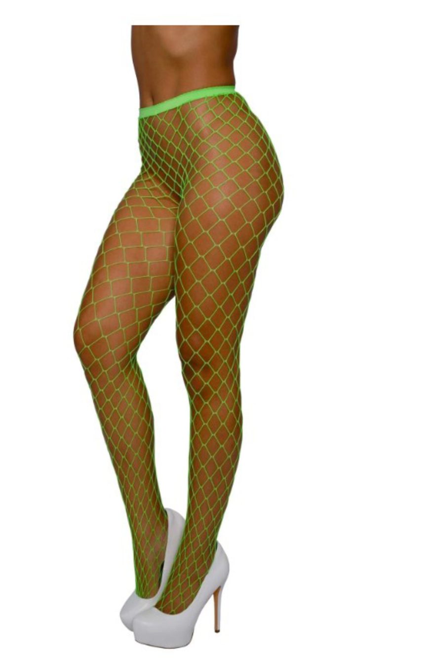 Neon Lime Dreamgirl Fence Net Pantyhose